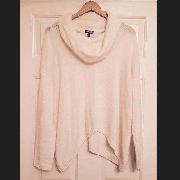 Express White Oversized Cowl Neck Sweater M/L NWOT - Picture 2 of 4